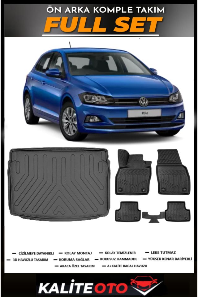 Volkswagen Polo Üst Bagaj Havuzu+4.5D Havuzlu Paspas Seti 2021 Model