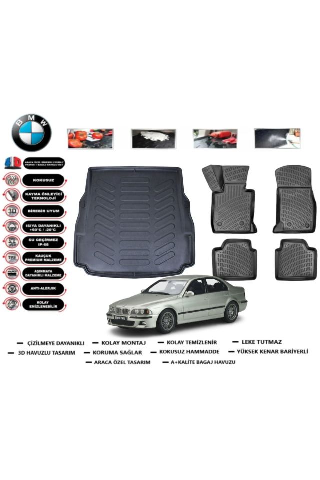 Bmw 5 serisi E39 1995 Model Bagaj Havuzu Araca Özel Paspas Takımı Flex