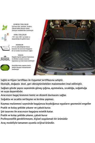 Toyota Corolla Sedan 2013-2018 3D Bagaj Havuzu+3D Araca Özel Paspas Takımı