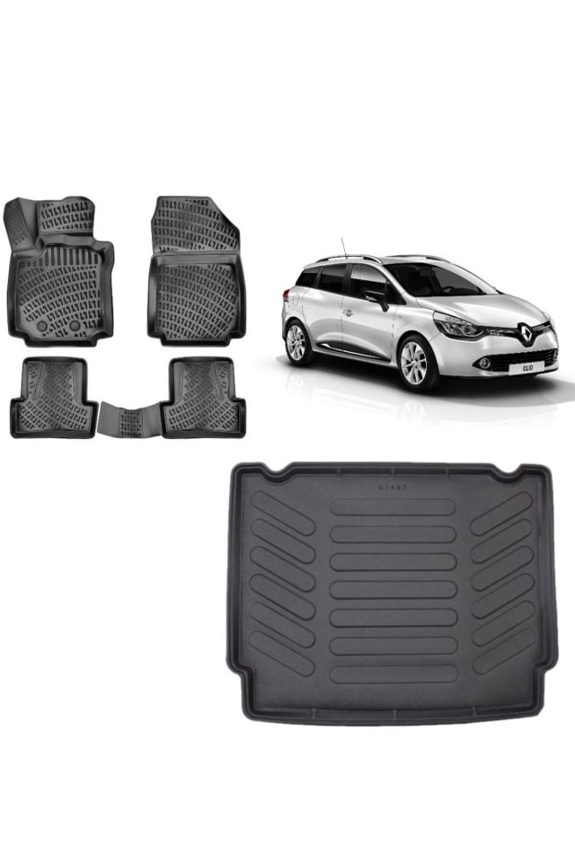 Renault Clio 4 Spourttourer 2018 Alt Kademe Bagaj Havuzu+3D Havuzlu Araca Özel Paspas Takımı