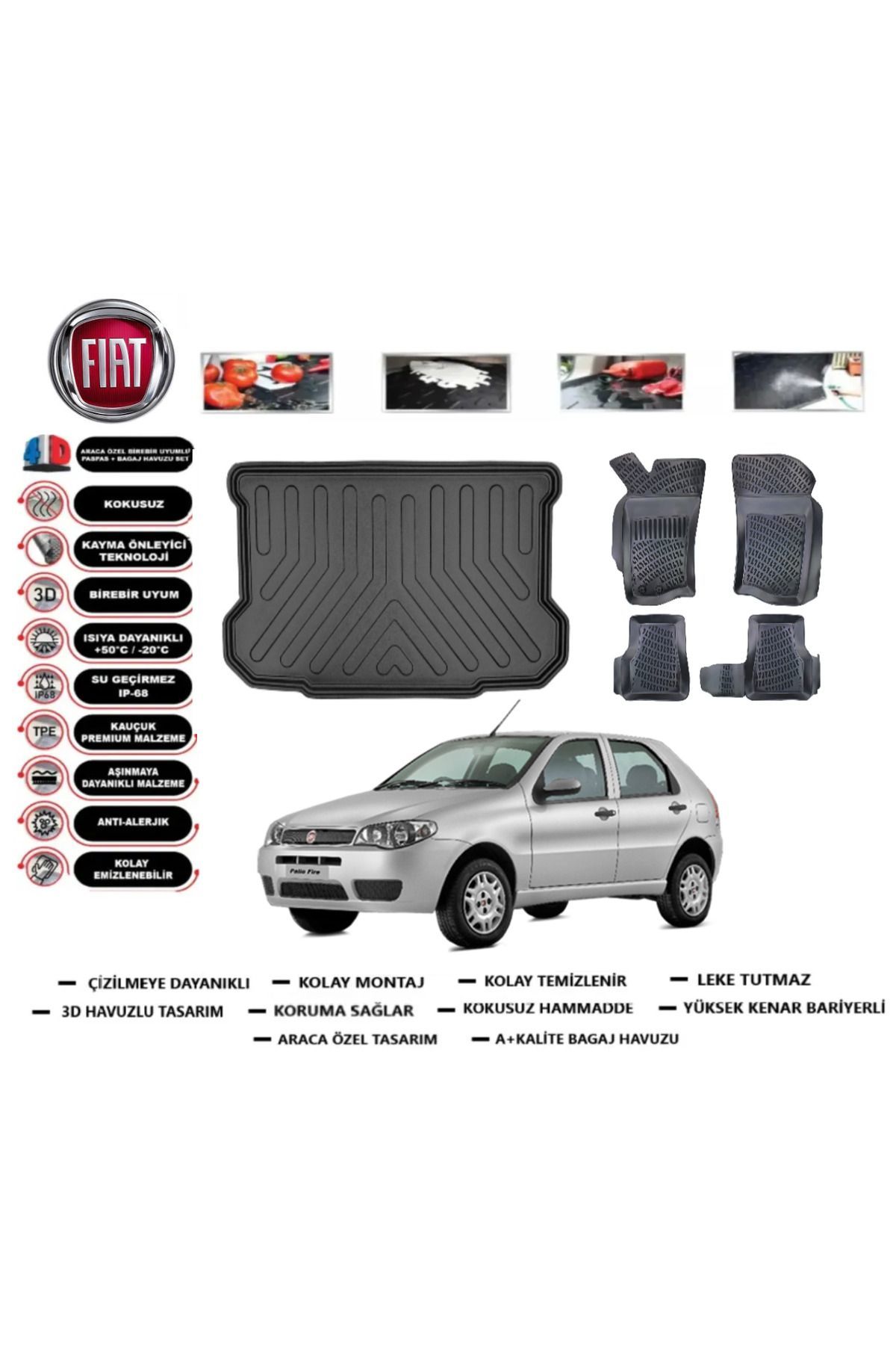 Fiat Palio 2010 Model Bagaj Havuzu Araca Özel Paspas Takımı Prrox