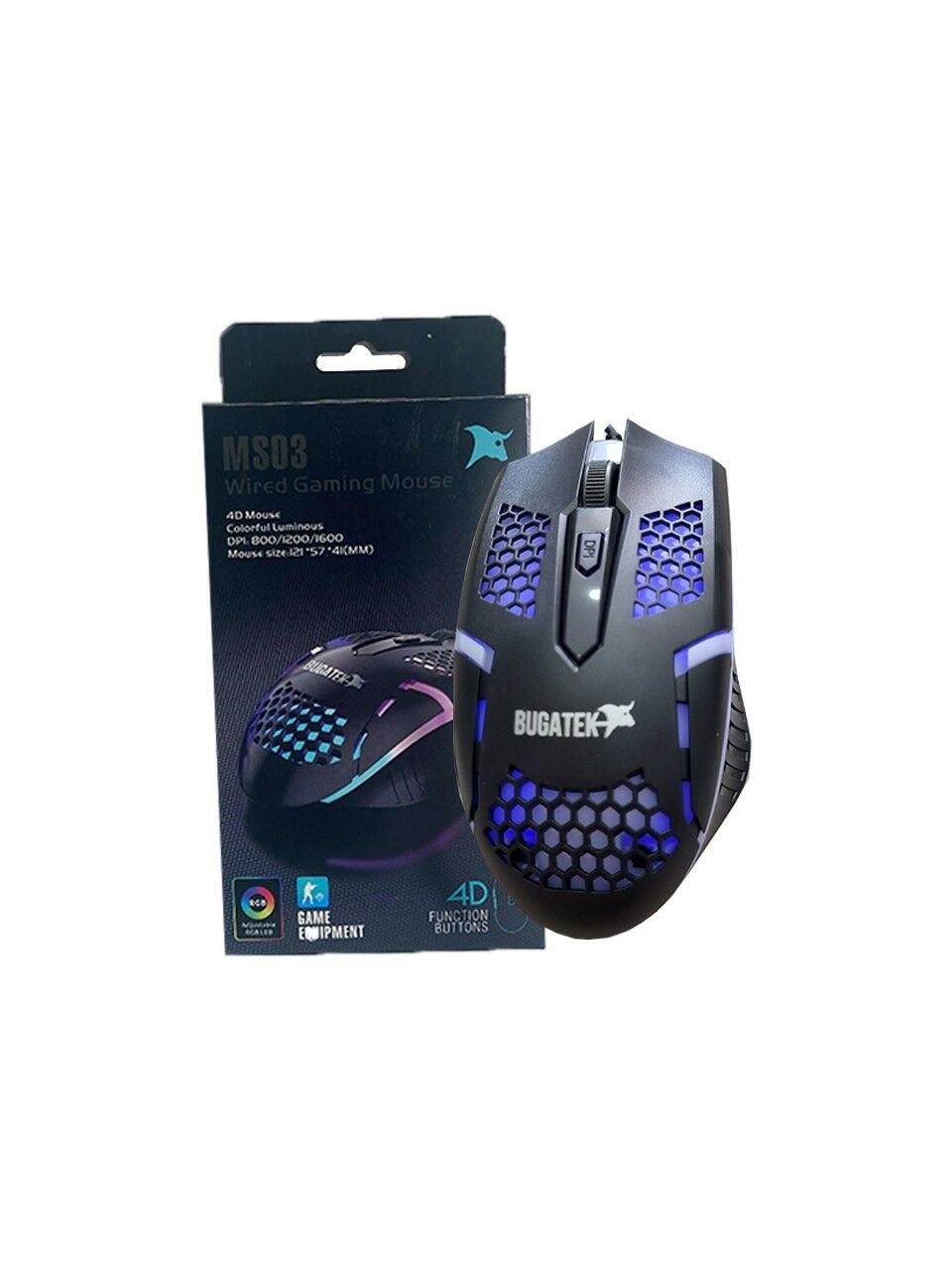 Bugatek MS03 RGB 1600DPI Kablolu Gaming Mouse