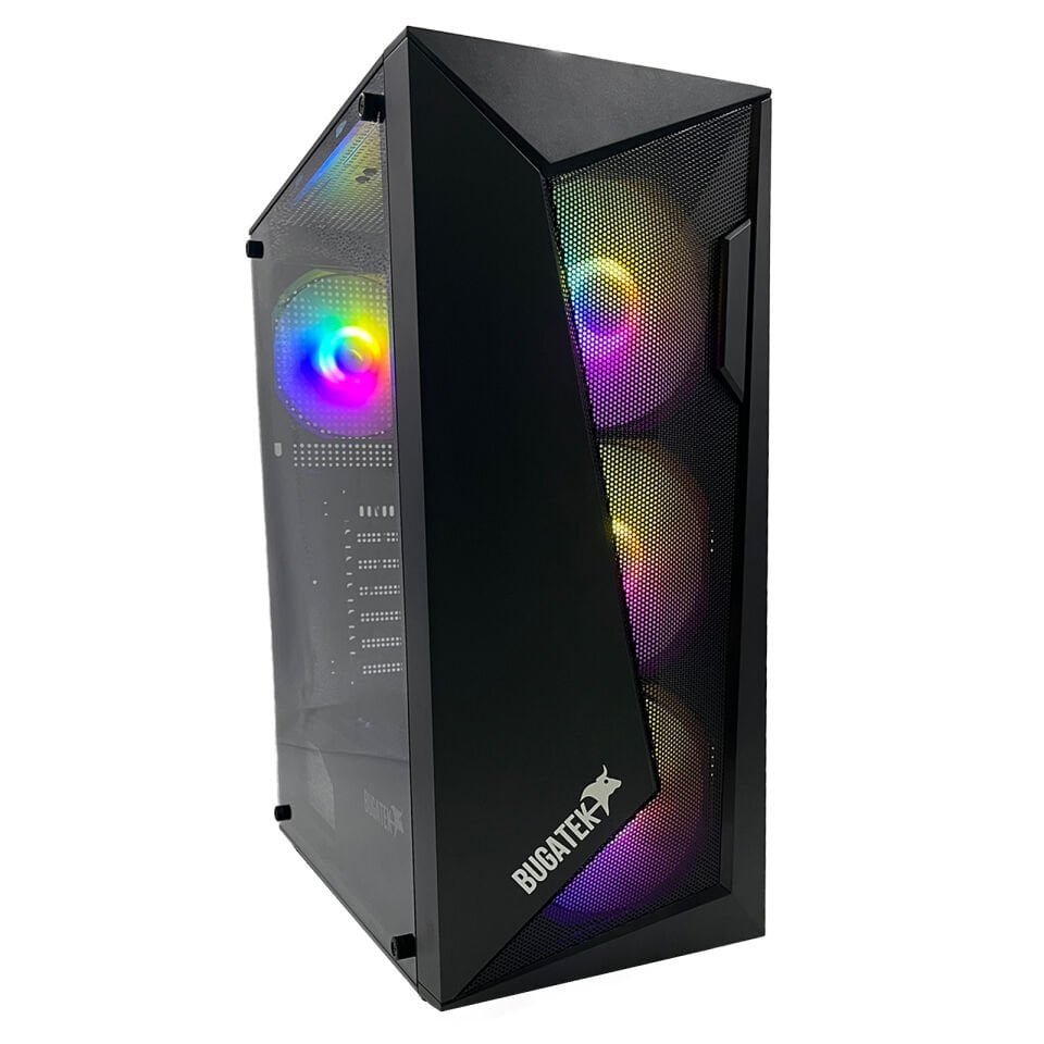 Bugatek ALÇURA 4x12cm FRGB Mid Tower Mesh Tempered Cam Gaming Bilgisayar Kasası