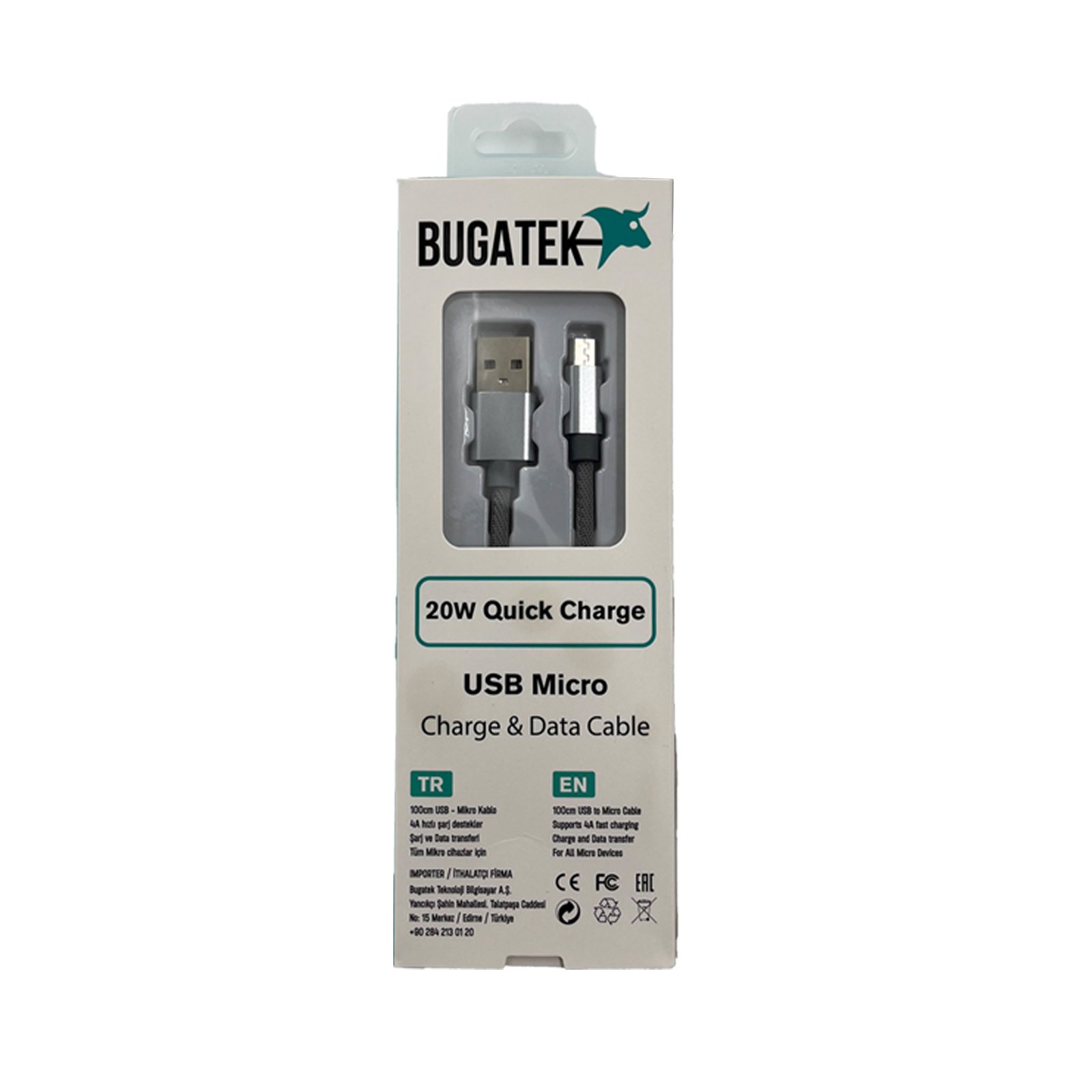 Bugatek Örgü USB to Mikro 100 cm Charge Data Cable