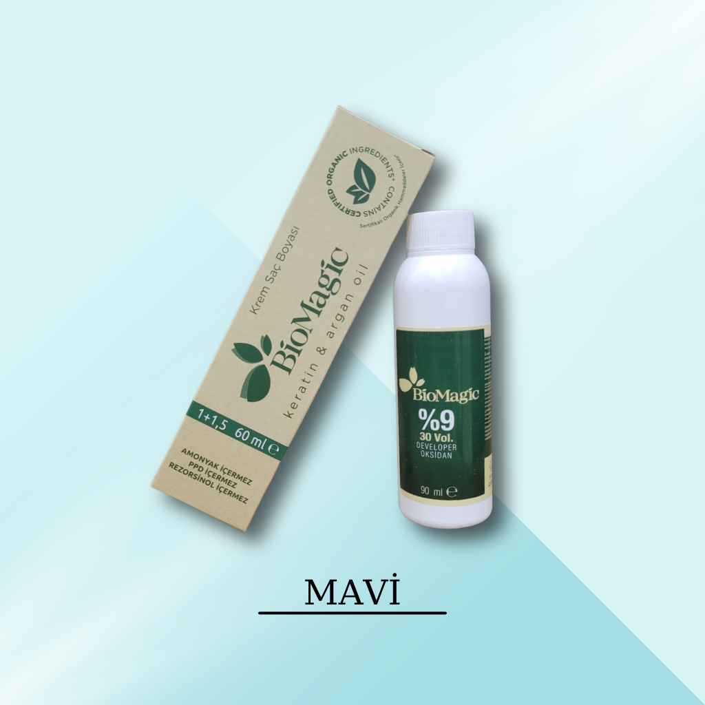 BioMagic Krem Saç Boyası 60ml MAVİ &  30 Vol. Oksidan 90ml