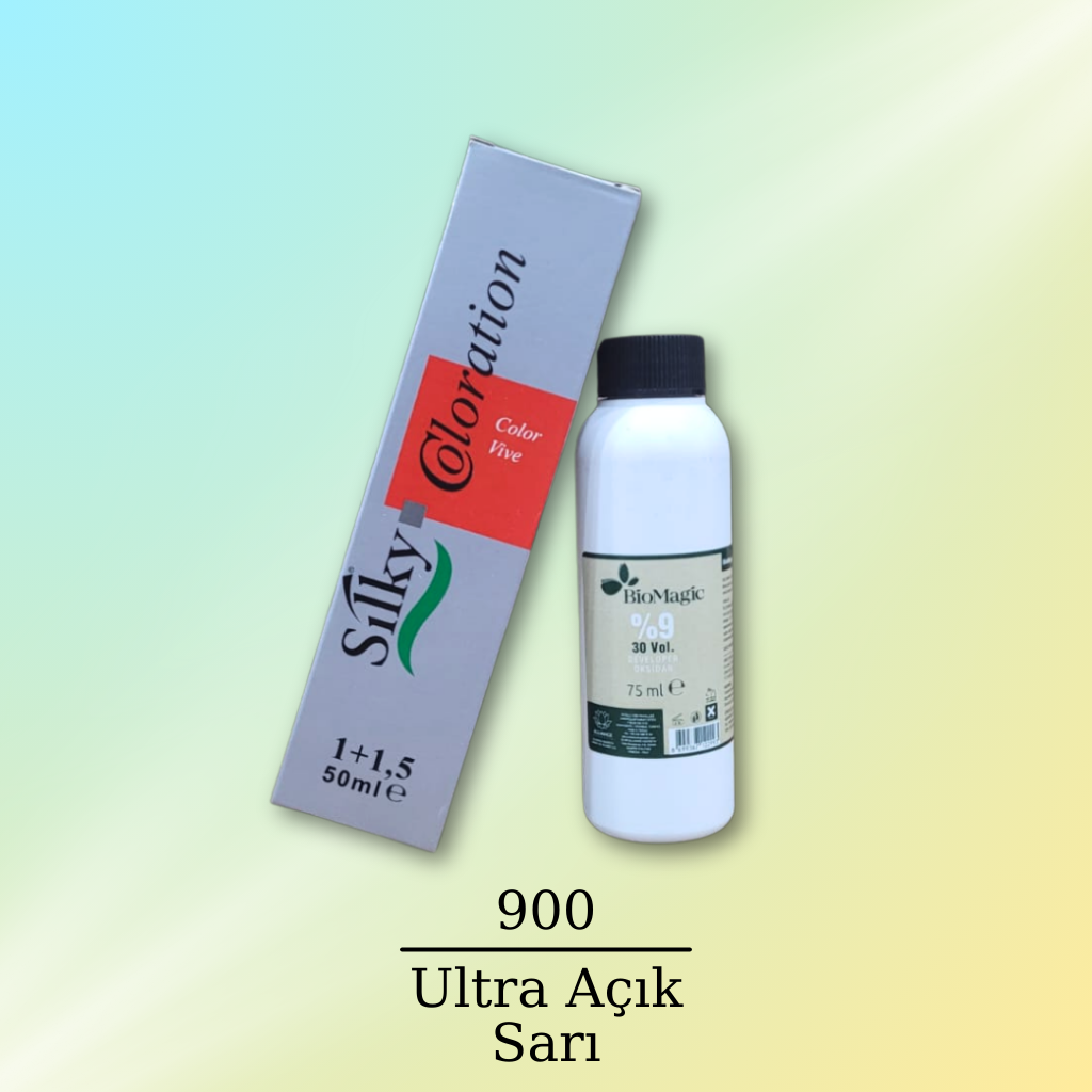 Silky Coloration Saç Boyası 50ml 900 Ultra Açık Sarı & 30 Vol. Oksidan 75ml