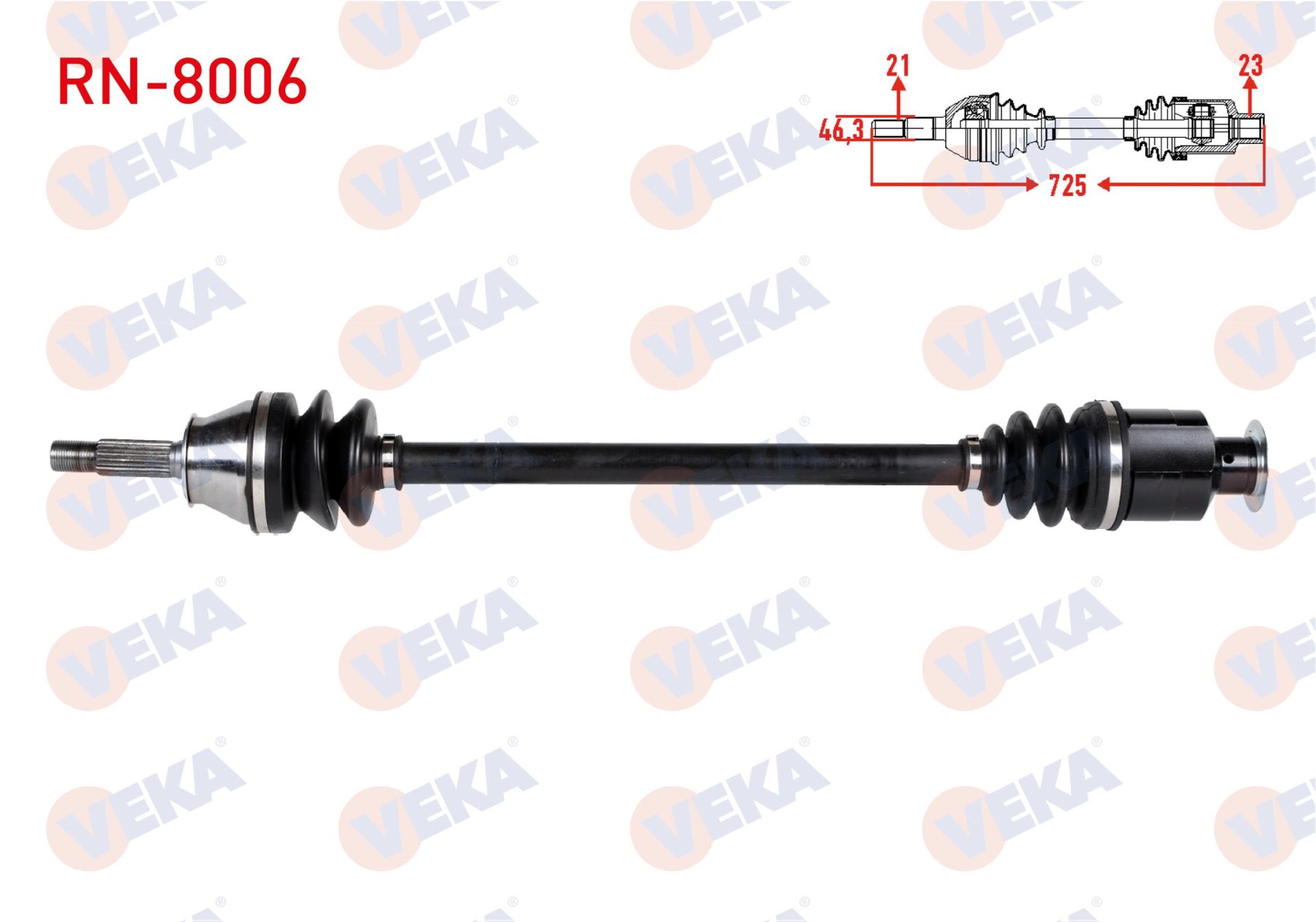 KOMPLE AKS SAG ON RENAULT R9  1.4 UZUNLUK 727,3mm 1985-2000 RN-8006