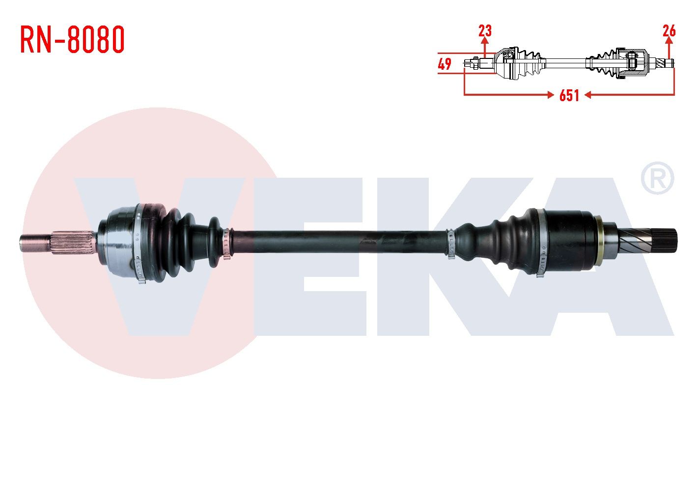 KOMPLE AKS SOL ON RENAULT CLIO III (BR0/1,CR0/1) 1.2i 16v UZUNLUK 651mm 2005-2012 RN-8080