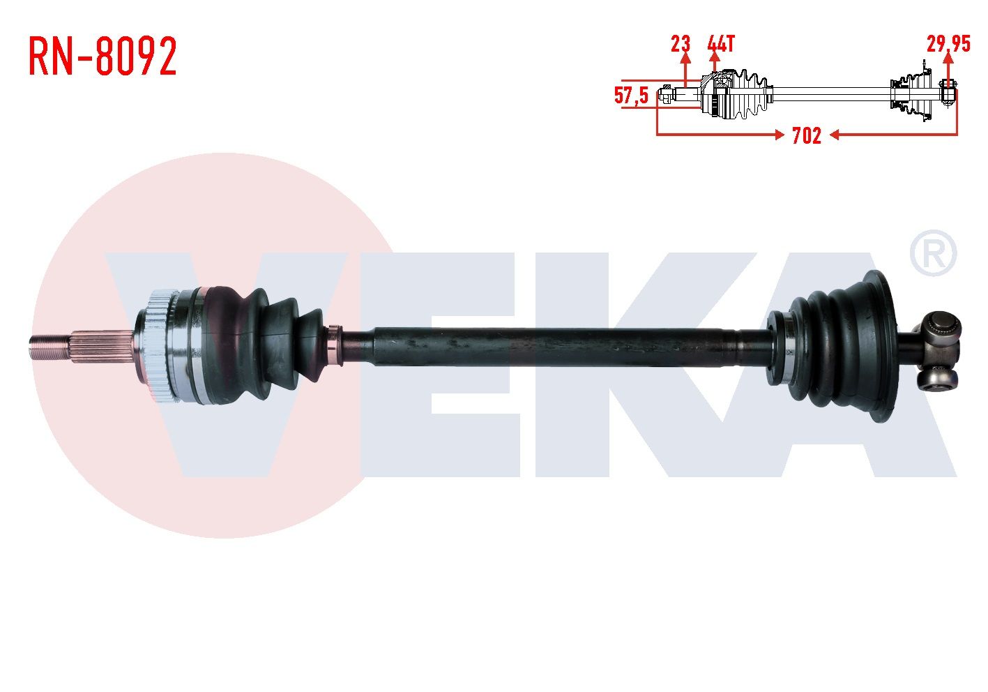 KOMPLE AKS SOL ON RENAULT LAGUNA I (B56,556) 1.8i ABSLI 44 DIS UZUNLUK 702mm 1993-2001 RN-8092