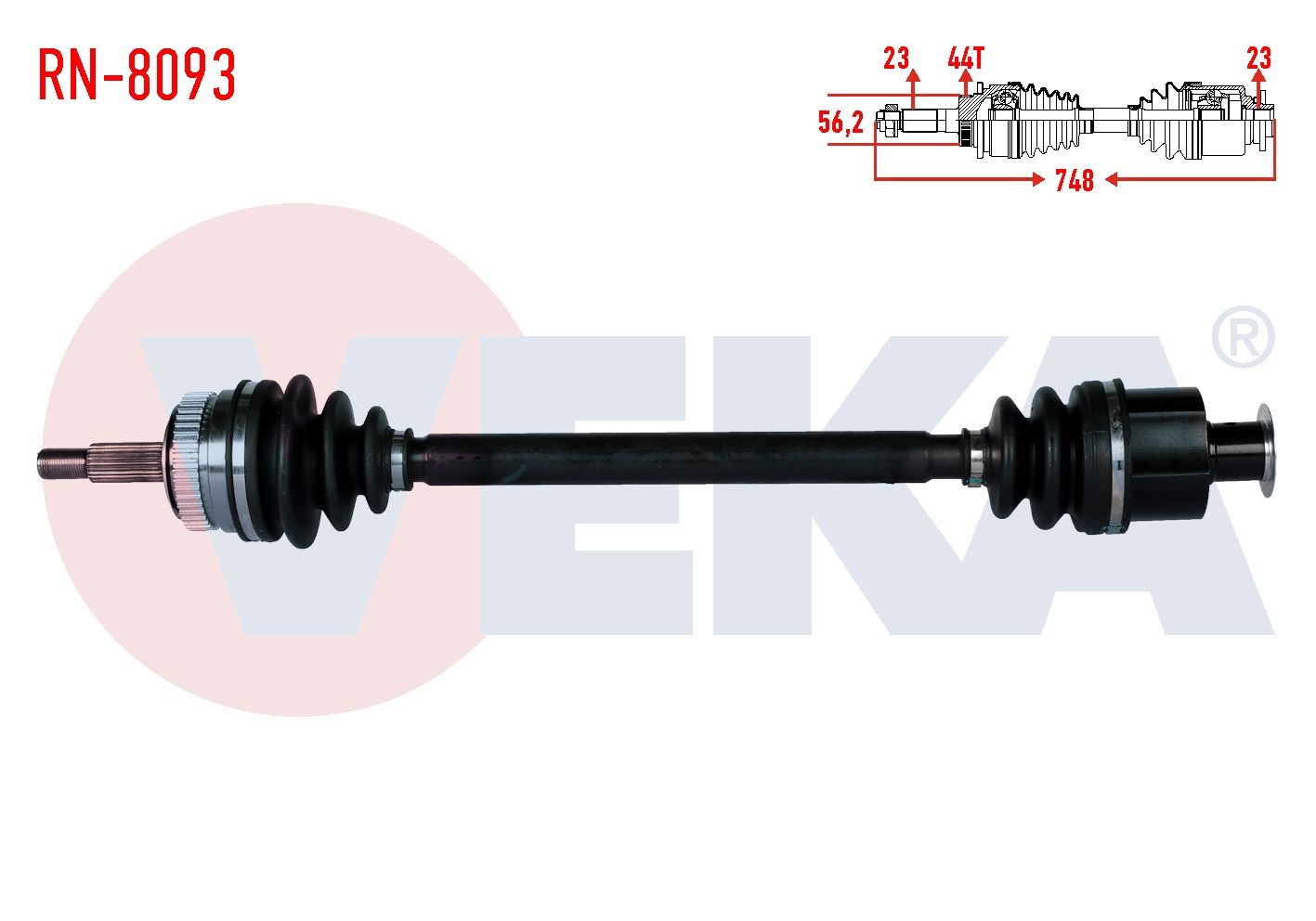 KOMPLE AKS SAG ON RENAULT LAGUNA I (B56,556) 1.8i ABSLI 44 DIS UZUNLUK 748mm 1993-2001 RN-8093