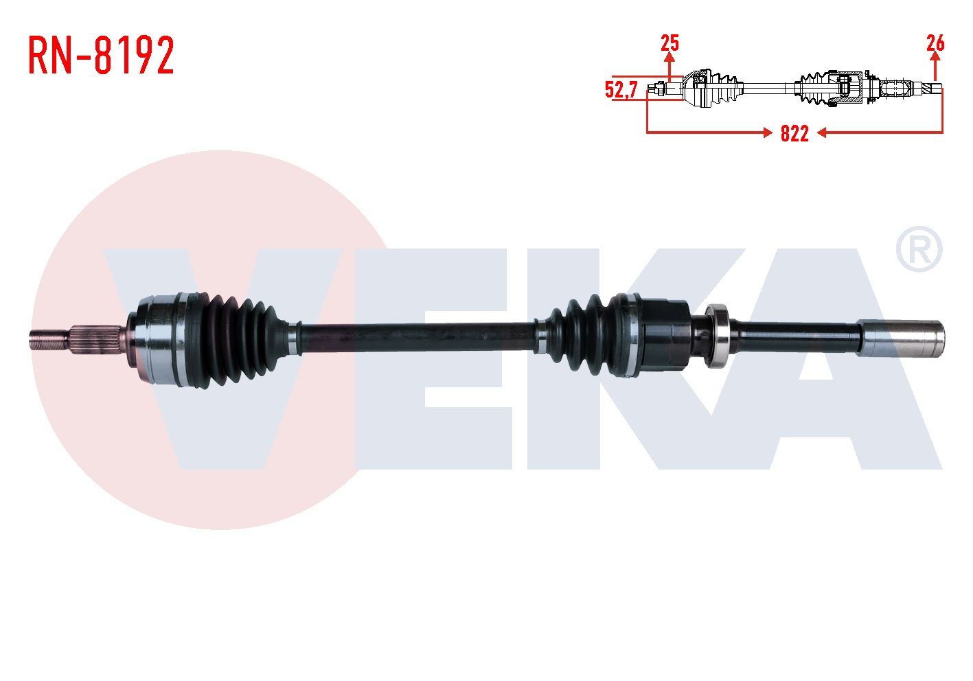 KOMPLE AKS SAG ON RENAULT FLUENCE (L30) 1.6 16v A-T UZUNLUK 822mm 2009- RN-8192