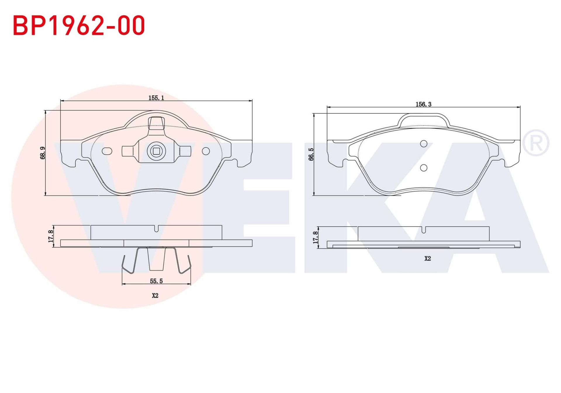 FREN BALATA ON RENAULT LAGUNA II (BG0/1) 1.6i 16v 15 JANT 2001-2007 / LAGUNA II 1.9 DCI 15 JANT 2001-2007 / LAGUNA III 1.5 DCI 2007- / LAGUNA III 1.6i 16v 2007- / LAGUNA II 1.8i 16v 2001-2007 - BP1962-00