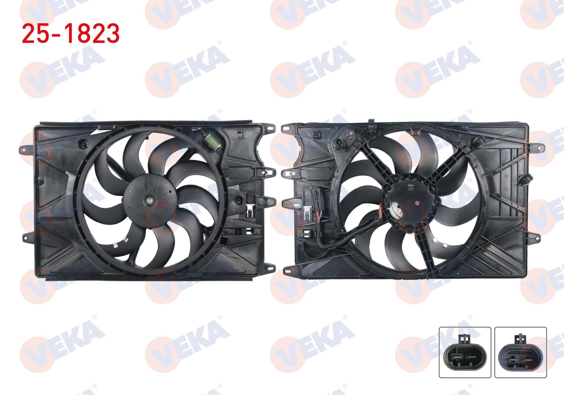 FAN MOTORU (SU+KLIMA) TEKLI FANLI REZISTANSLI FIAT EGEA 1.6 MJT 120 HP 2015- / 1.6 E-TORQ 110 HP / 1.4 16v 120 HP 2015- / 1.3 MJT  - 25-1823