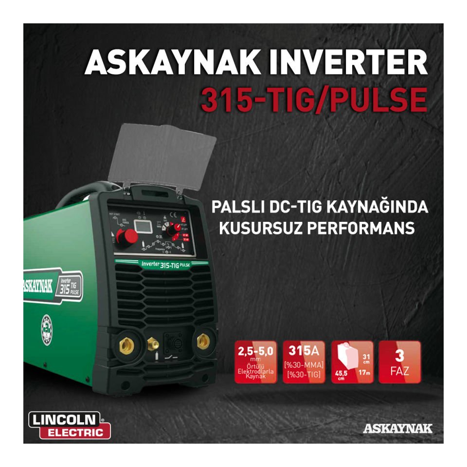 Askaynak Inverter 315 TIG DC Pulse Argon Kaynak Makinesi