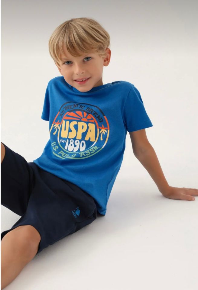 U.S. Polo Assn CREW NECK MAVİ ERKEK ÇOCUK BERMUDA TAKIM