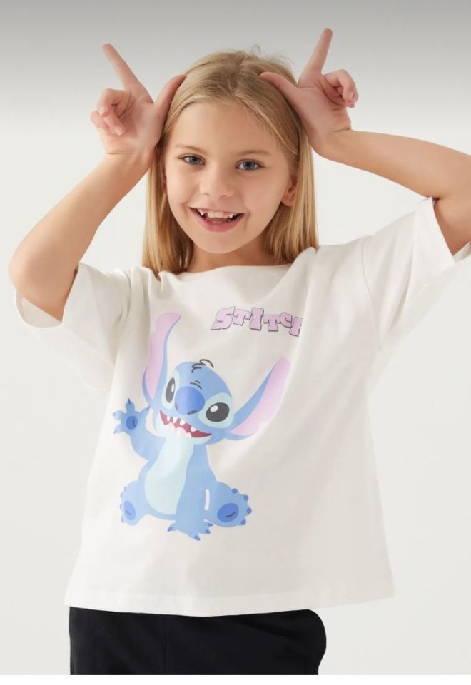 DISNEY STITCH OPPRESSİON KREM KIZ ÇOCUK T-SHıRT