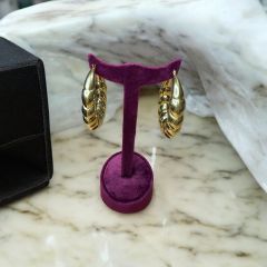 Gold Oval Burgulu Çelik Küpe