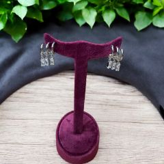 Çelik kararmaz Vip seri gümüş renk beyaz taşlı 3’lü görünüm tek delik