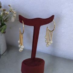 Çelik Gold İnci Taneli Sallantılı Küpe