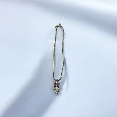 Çelik Pembe Ayıcık Figürlü Kolye