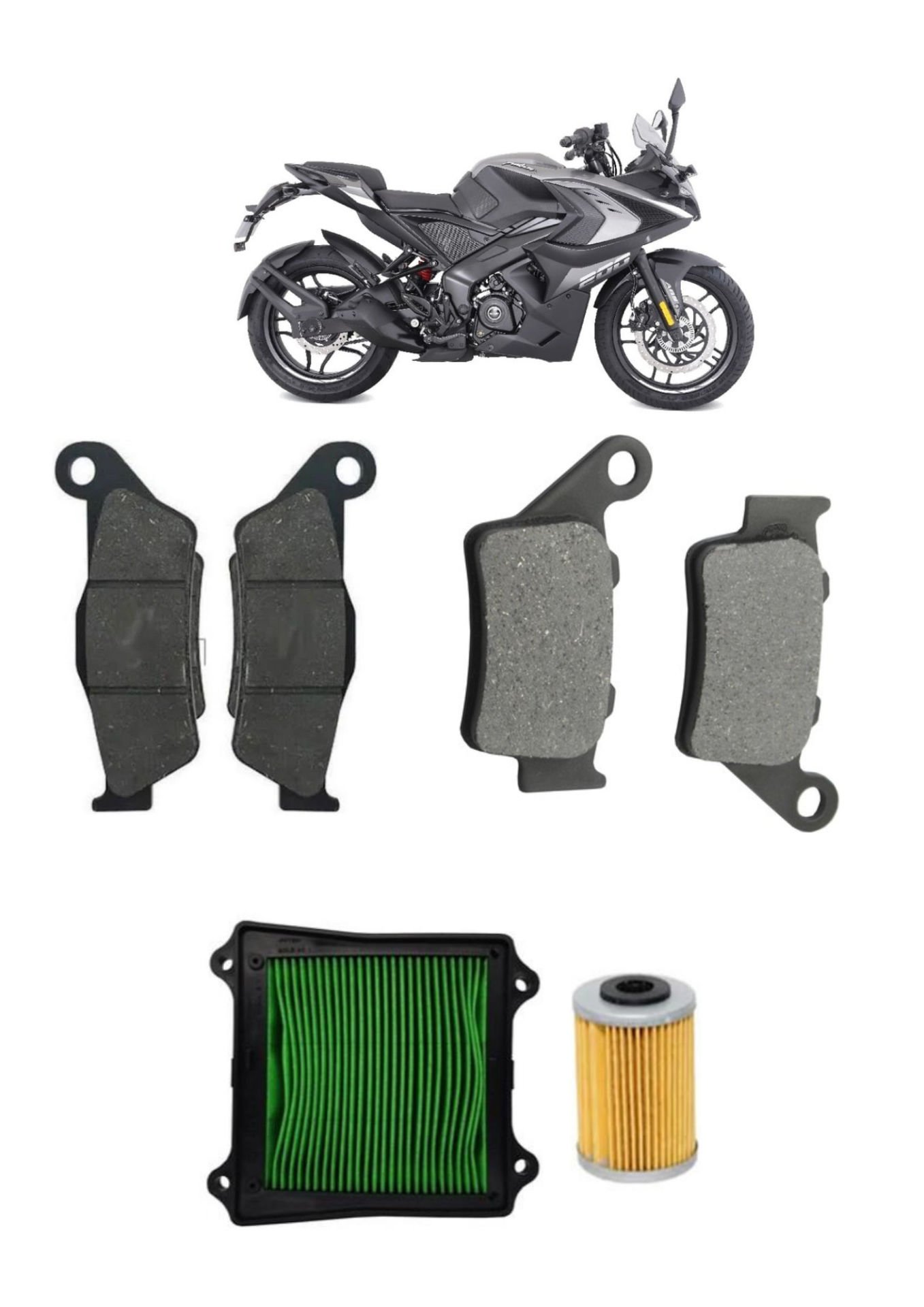 Bajaj Pulsar RS 200 Bakım Seti Ön-Arka Balata Yağ Ve Hava Filtresi