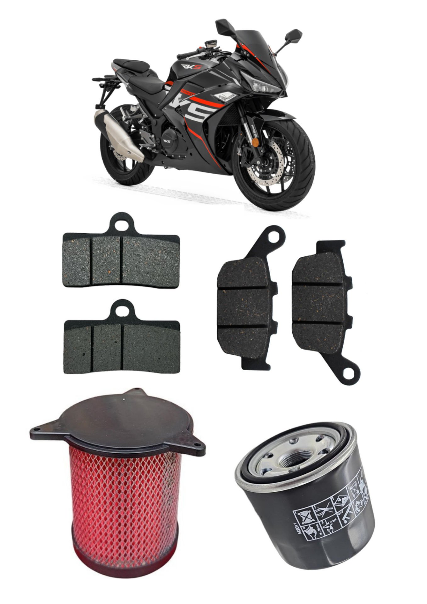 Rks R250 Bakım Seti Ön-Arka Balata Yağ Filtresi Ve Hava Filtresi