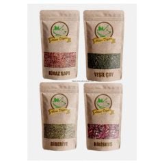 Detoks Seti Kiraz Sapı, Yeşil Çay, Biberiye, Hibisküs lık Paket Set