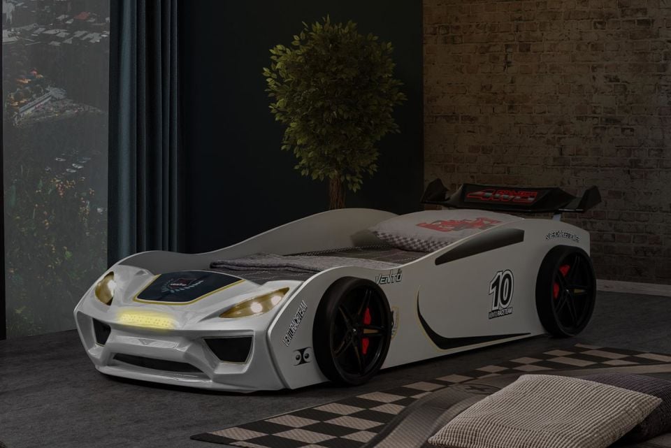 Vento Rüzgarlıklı Arabalı Yatak - Beyaz