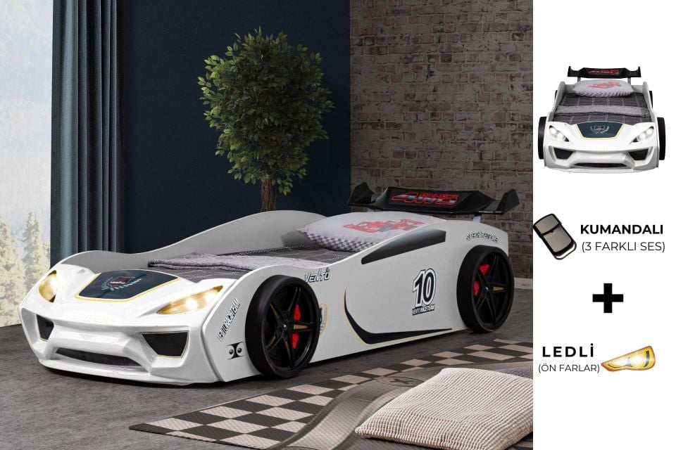 Sports Vento Arabalı Yataklı Çocuk Odası Takımı - Beyaz