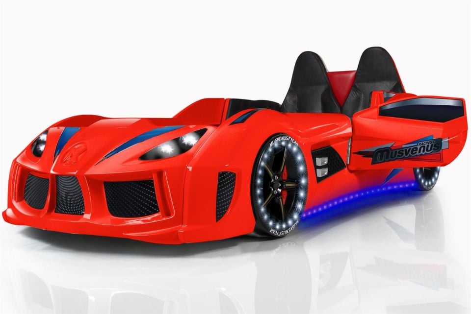 Audi V7 Arabalı Yatak Koltuklu Full Ledli - Kırmızı