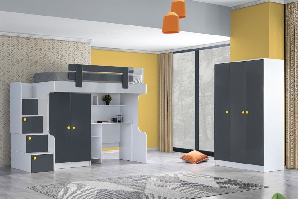 Metris Ranza 2 Kapaklı Dolap Masa 3 Kapaklı Dolap Takım