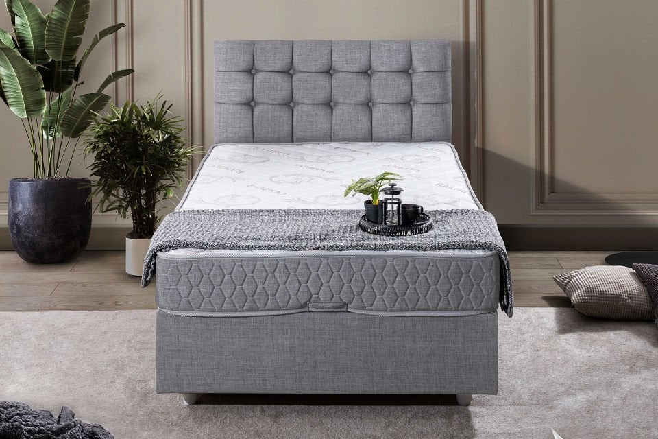 Venedik Baza Başlık Comfort Yatak Seti 100 x 200 - Açık Gri