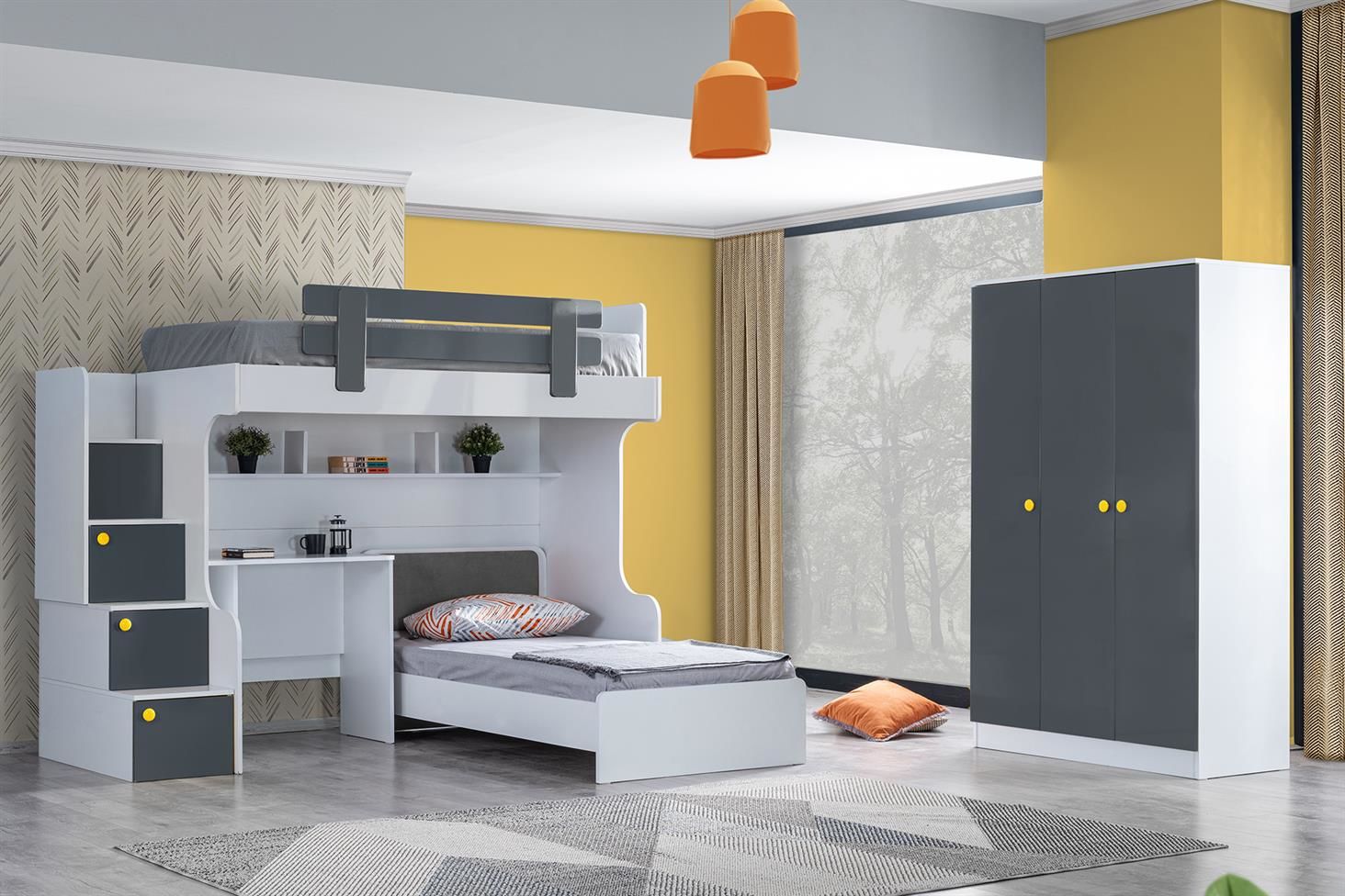 Metris Ranza Karyola Masa 3 Kapaklı Dolap Takım