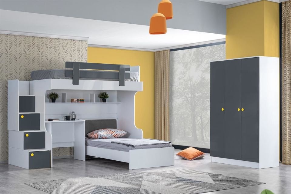 Metris Ranza Karyola Masa 3 Kapaklı Dolap Takım