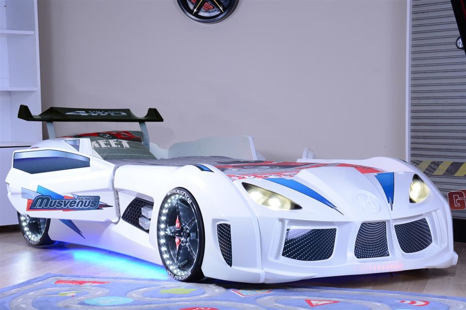 Audi V7 Arabalı Yatak Rüzgarlıklı Full Ledli Beyaz