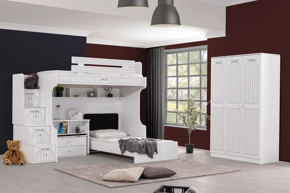 Londra Ranza Karyola Masa 3 Kapaklı Dolap