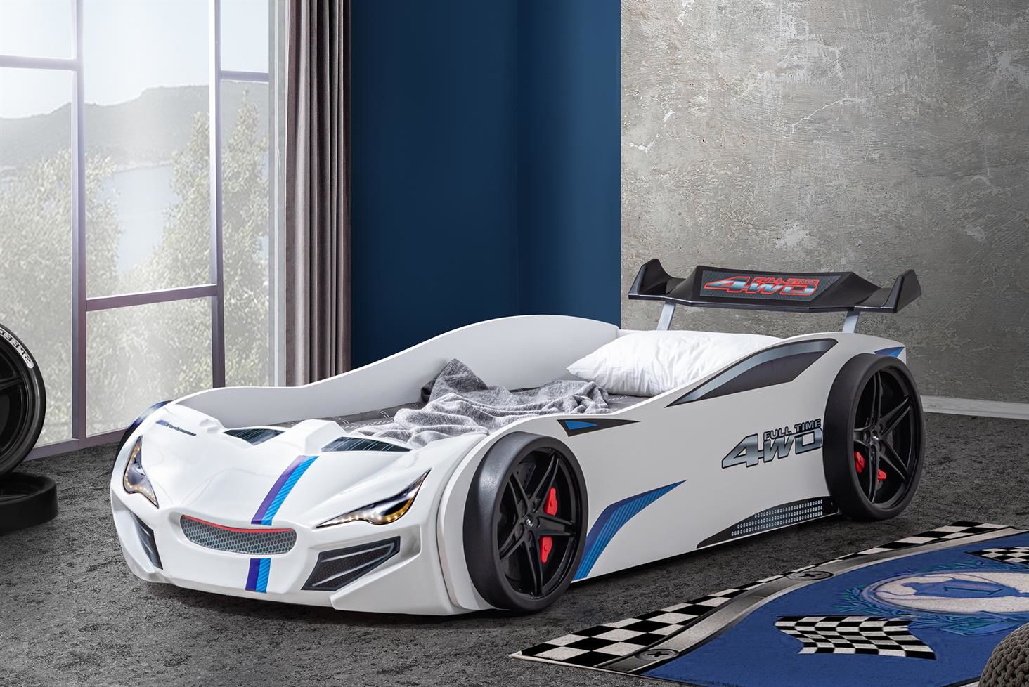 Merso Rüzgarlıklı Arabalı Yatak - Beyaz