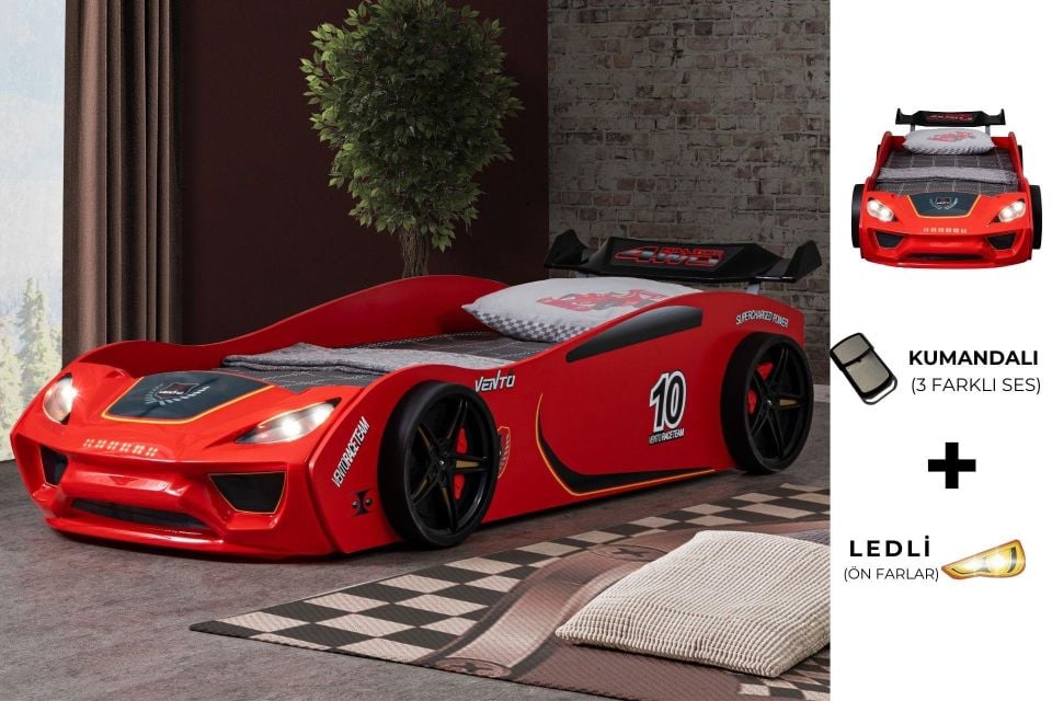 Vento Rüzgarlıklı Arabalı Yatak - Kırmızı