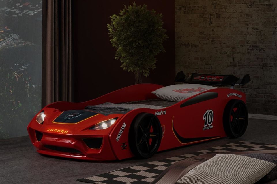 Vento Rüzgarlıklı Arabalı Yatak - Kırmızı