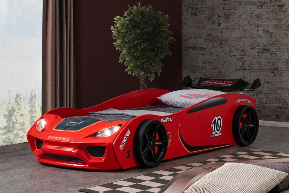 Vento Rüzgarlıklı Arabalı Yatak - Kırmızı