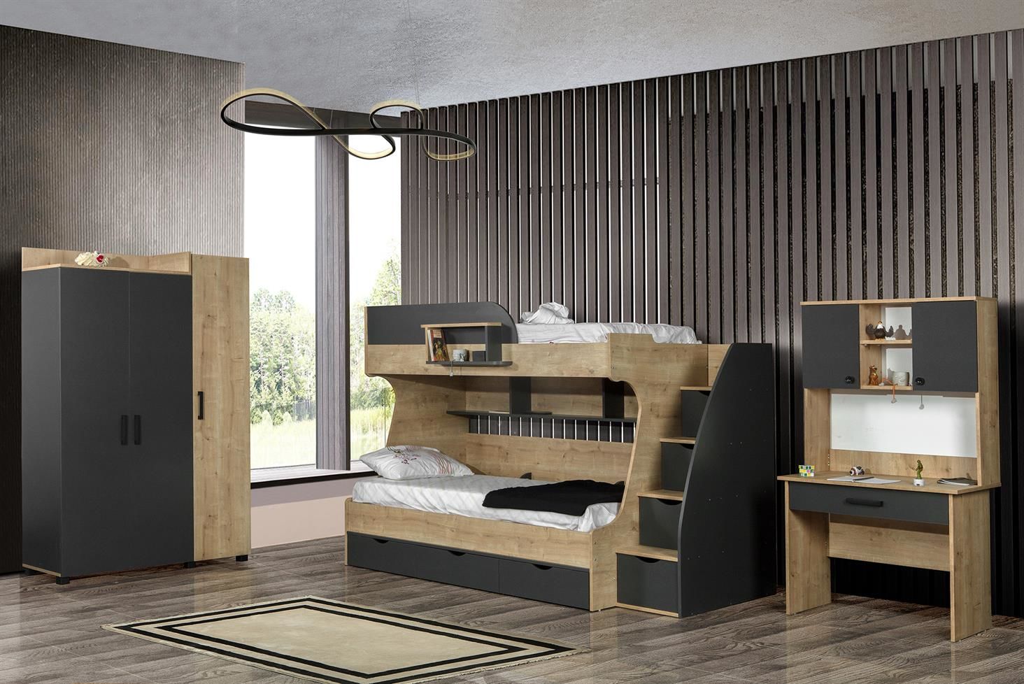 Truva Ranza 3 Kapaklı Dolap Takım