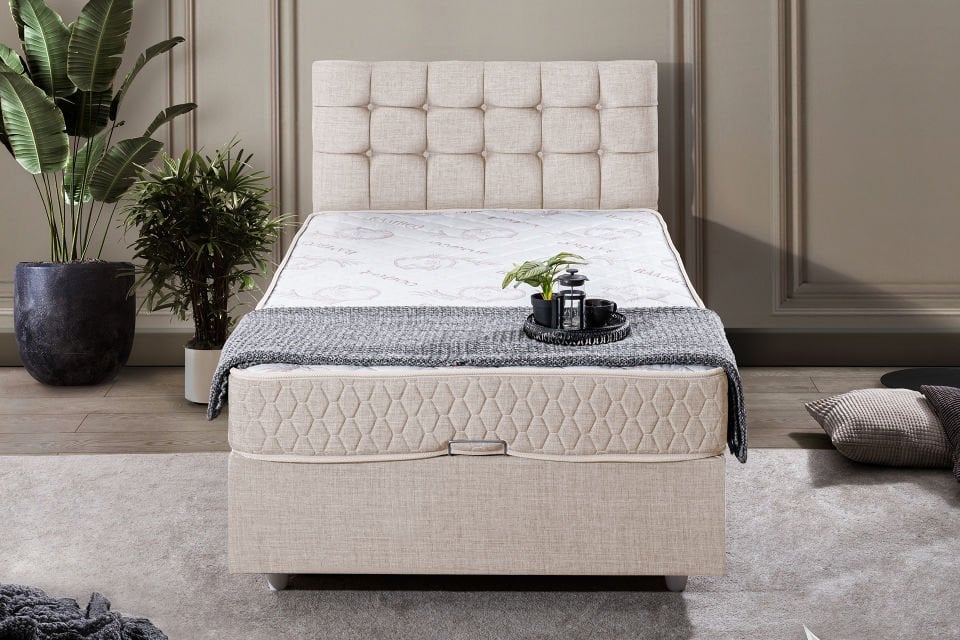 Venedik Baza Başlık Comfort Yatak Seti 90 x 200 - Krem