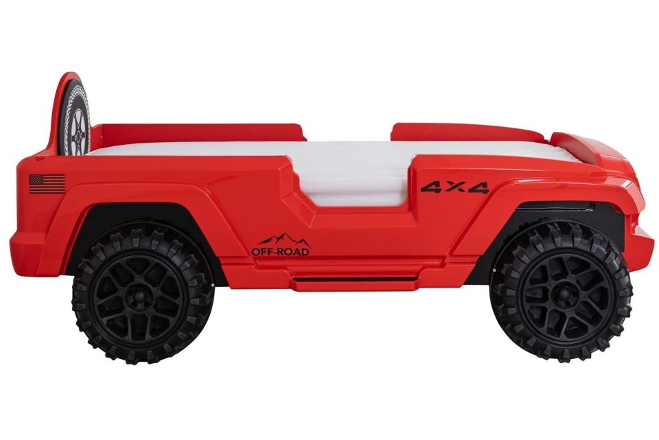 Jeep Superlux Ledli Arabalı Yatak Kırmızı
