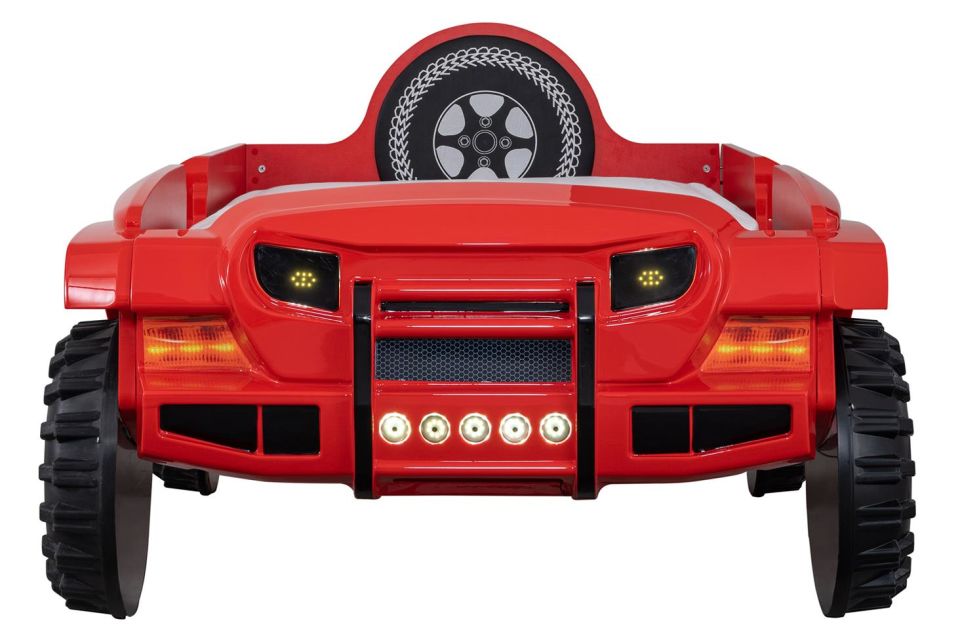 Jeep Superlux Ledli Arabalı Yatak Kırmızı