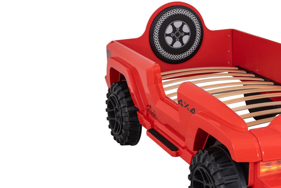 Jeep Superlux Ledli Arabalı Yatak Kırmızı