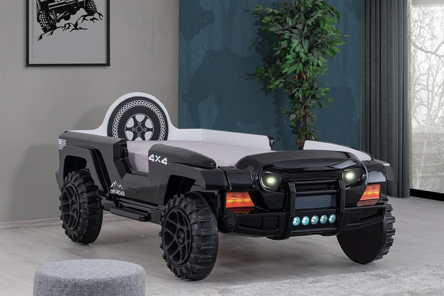 Jeep Superlux Ledli Arabalı Yatak siyah