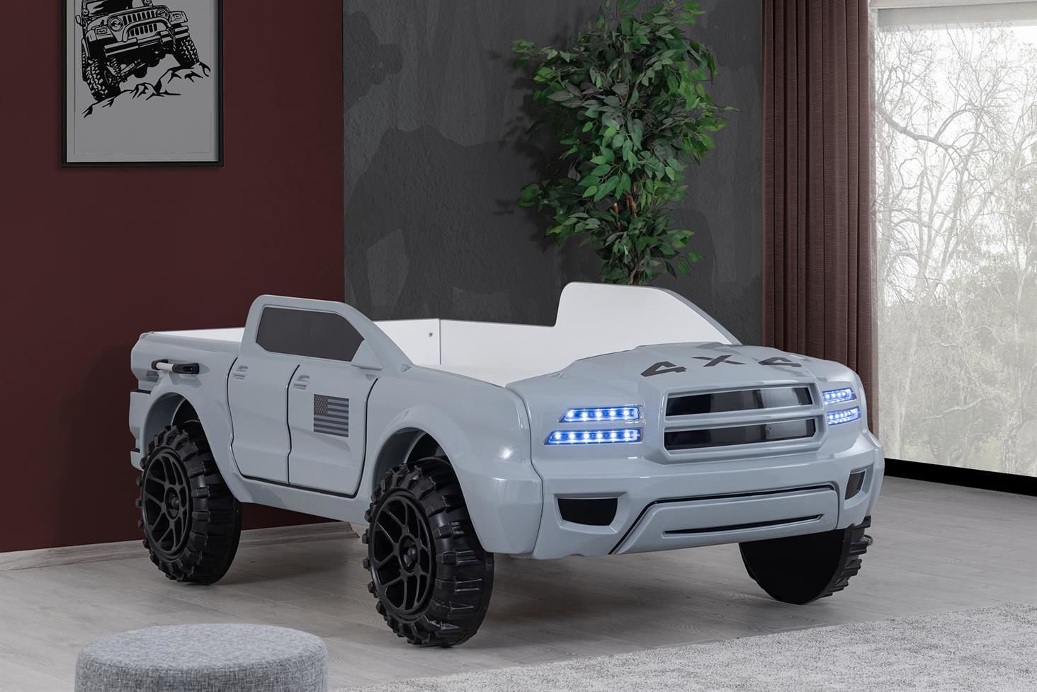 Pickup Ledli Arabalı Yatak Gri
