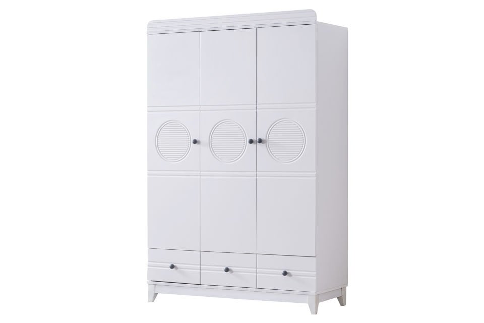 Alvin 3 Kapaklı Dolap - Beyaz