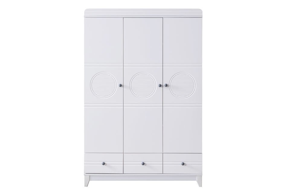 Alvin 3 Kapaklı Dolap - Beyaz