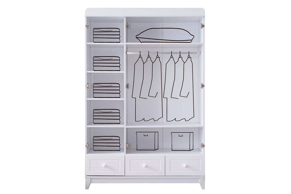 Perla 3 Kapaklı Dolap - Beyaz